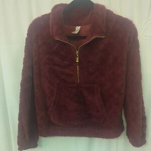 No Boundaries Maroon Fleece Half-Zip Jacket Size Small 3-5